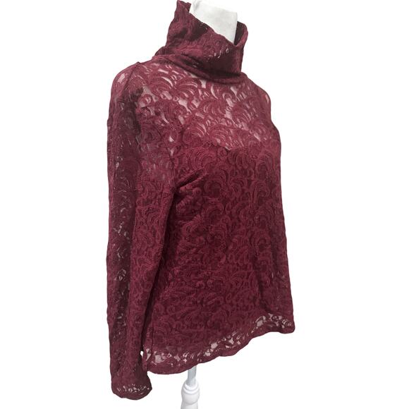 Nicki Nicole Miller Maroon Lace Long Sleeve Top Tank Set Large - Picture 1 of 8